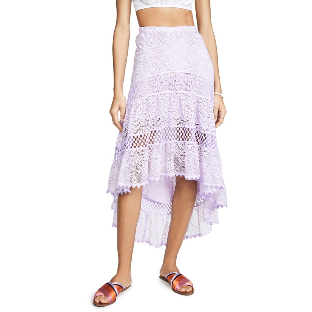 Temptation POSITANO Purple High-Low Eyelet Skirt Size Small NWT